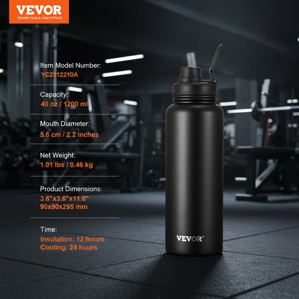 40 oz Insulated Steel Water Bottle – Wide Mouth | 5AM Clubhouse